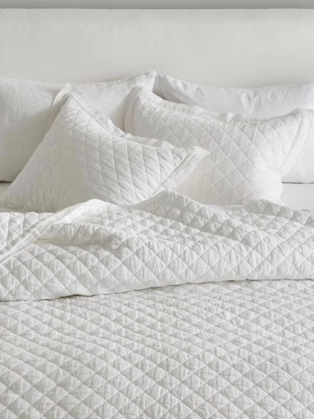 Pottery Barn Belgian Flax Linen Diamond Quilted Shams
